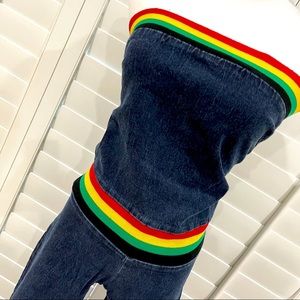 Vintage denim jumper romper overalls rainbow pride